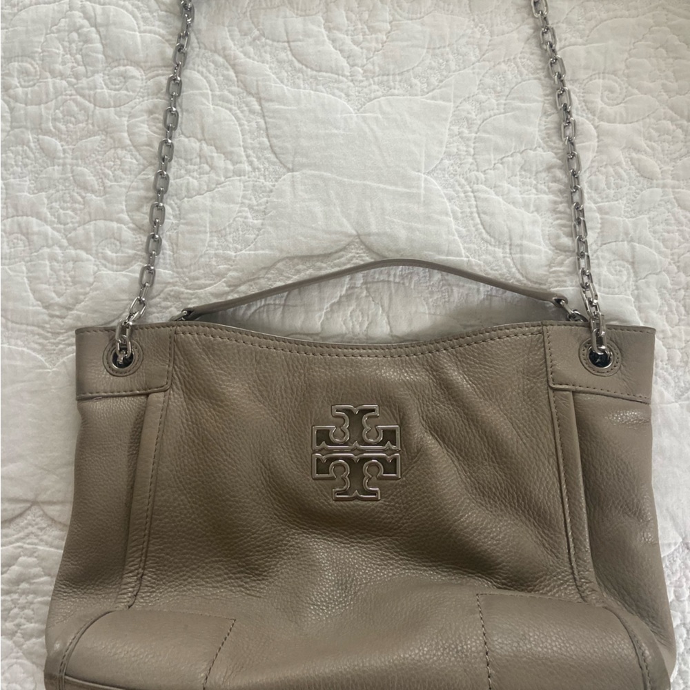 Tori Burch tote bag, like new! Taupe color goes with everything